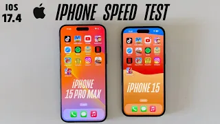 iPhone 15  vs 15 Pro Max | IOS 17.4 SPEED TEST