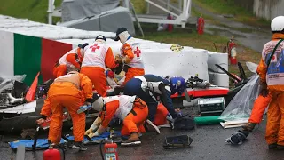 Формула 1/Жуткая авария Жюля Бьянки /съемка с трибун - Formula 1 / Jules Bianchi's terrible accident