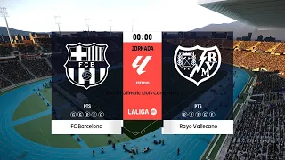 Barcelona vs Rayo Vallecano | Estadi Olímpic Lluís Companys | 2023-24 La Liga | PES 2021