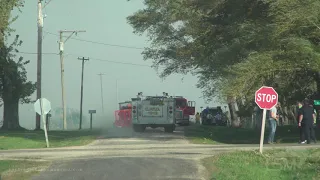 10-14-2020 Tonica, IL Large Brush Fire Engulfs Corn Fields Next to I-39