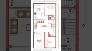 20' x 40' house plan | 2d 2bhk home plan | 800 sqft house plan  #houseplans #2dplan #homeplan
