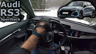 2022 Audi RS3 Sportback | sliding POV test drive in snow