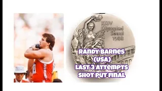 Randy Barnes (USA) last 3 attempts shot put final 1988 Olympics Seoul.