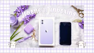 Purple iPhone 11 aesthetic unboxing + accessories ♡ 2021