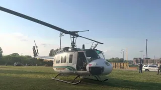 Bell UH-1 start up and take off.