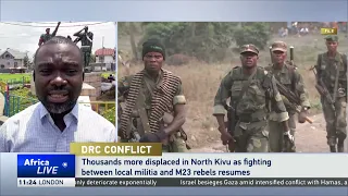 Thousands displaced in DR Congo as fighting rages