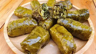 ABSOLUTELY DELICIOUS! QUICK STUFFED GRAPE LEAVES WITH HERBS AND RICE! DOLMA RECIPE