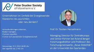 „Unternehmen im Umfeld der Energiewende: Standorte neu ausrichten oder neu denken?"