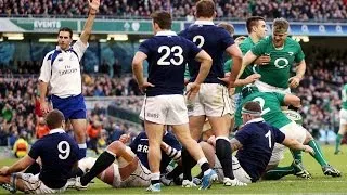 Jamie Heaslip Try from rolling maul - Ireland v Scotland 2nd February 2014
