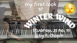 Sight-reading Chopin's "Winter Wind" Etude and looking for the comfortable movement patterns.