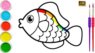 How to draw Cute Rainbow Fish 🐠 for Kids | Easy step by step Fish drawing, Magical Rainbow Art