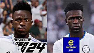 EA FC 24 vs eFootball 2023 REAL MADRID LATEST PLAYER FACES UPDATE| EA Sports FC 24 vs eFootball 2024