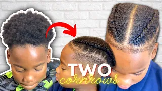 How to cornrow two braids on short hair|🔥😱🔥✨dutch braid|man bun✨