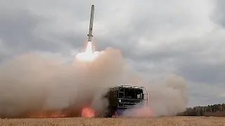 Strike by Russian Iskander mobile ballistic missile system