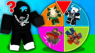spin the RANDOM WHEEL of KITS in Roblox Bedwars..