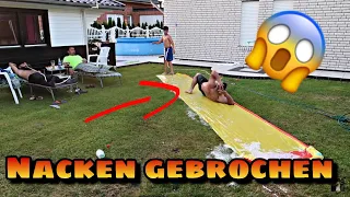 Fast.. NACKEN GEBROCHEN 😱 WASSER RUTSCHE mit meinem KLEINEN BRUDER | GEHIRNERSCHÜTTERUNG | POOL 💦