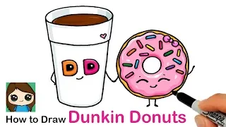 How to Draw a Cup of Coffee and Donut Easy | Dunkin Donuts