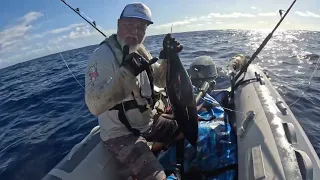 Trolling for Aku & Striped Marlin on Inflatable Boat!