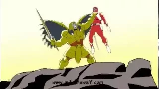 Power Rangers Anime - Red Ranger Vs Goldar Scene With Theme Song (ON THE RUN)