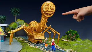 😱 Making GOLDEN THOMAS.EXE SPIDER - Trevor Henderson Creatures with Clay
