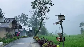 Heavy rain in beautiful hilly village||very strong and beautiful||indonesian village