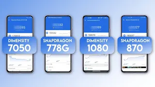 Dimensity 7050 Vs Snapdragon 778G Vs Dimensity 1080 Vs Snapdragon 870 | Antutu Benchmark & Specs