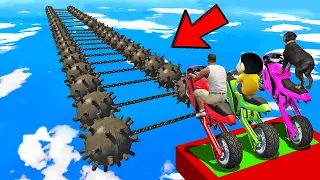 SHINCHAN AND FRANKLIN TRIED IMPOSSIBLE MOTORCYCLE BRIDGE PARKOUR CHALLENGE GTA 5