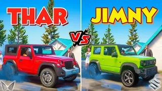 GTA 5: New Mahindra Thar Vs Suzuki Jimny 2023 🔥 8 CRAZY CHALLENGES 😱 Shocking Results! GTA 5 MODS!