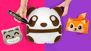 IDEIAS SUPER FOFINHAS 🐼 DIY de Almofada de Panda 🦊 Organizador de Raposa e Necessaire de Gatinho 😻