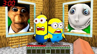 We Found Obunga and the Man From Window at 3:00 AM - minions in minecraft - Gameplay Animation