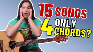 Play 15 Guitar Songs with ONLY 4 Chords & 2 Strums // Great for BEGINNERS