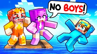 ONE BOY on a GIRLS ONLY Raft In Minecraft!
