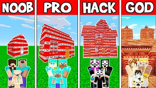 Minecraft: FAMILY TNT HOUSE BUILD BUILD CHALLENGE - NOOB vs PRO vs HACKER vs GOD in Minecraft