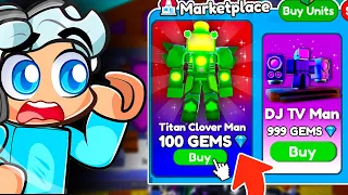 Spending $100,000 GEMS IN SHOP To Get EVERY NEW ULTIMATE RARE UNIT in Toilet Tower Defense