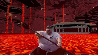 Fat guy in a canoe sings Moana in the Nether Meme