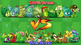 Tournament 100% GREEN & 50% GREEN Plant - Who Will Win? - PVZ2 Team Plant (Official & China Version)