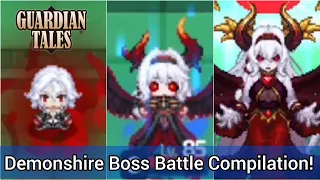 World 14 Demonshire NO REVIVE Boss Battle Compilation! | Guardian Tales