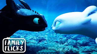 Toothless and Light Fury's First Meeting | How To Train Your Dragon 3 (2019) | Family Flicks