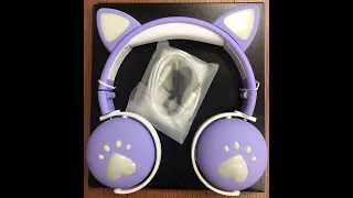 Bluetooth headphones with cat ears and LED lights / блутус наушники  с ушками и ЛЕД подсветкой