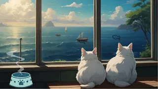 CatwoLofi's Seaside Serenity 5😸| Cats & Calm Beats for Study and Relaxation