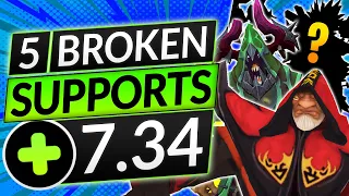 5 MOST BROKEN SUPPORTS of 7.34 - BEST Position 5 Heroes! - Dota 2 Tier List Guide
