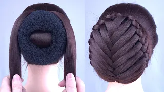 10 Easy And Beautiful Bun Hairstyles With 1 Donut | Simple Braided Bun Hairstyle For Ladies - Part 1