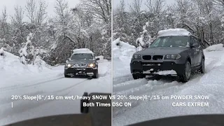 What is the Traction Difference between Wet/Heavy Snow & Powder Snow on A 20% Slope? | BMW’s xDrive