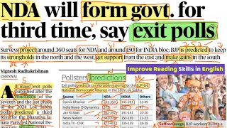 Exit Polls 2024 Lokh Sabha Election || Improve English Reading Skill || The Hindu Analysis