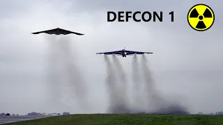 B-52 Stratofortress & B-2 Spirit's takeoff RAF Fairford