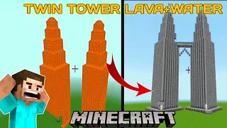 Minecraft: How To Build Twin Tower Using Lava+Water Amazing