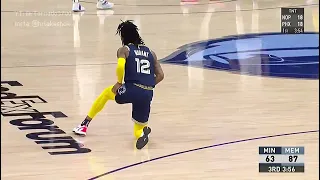 Morant gets his left thigh injured due to collision with KAT's knee