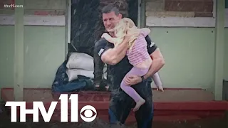 Firefighter rescues little girl from hurricane