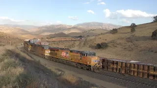 Trains on Tehachapi in Early October - 4K