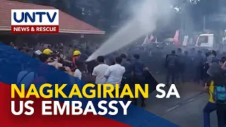 Mga pulis, nakagirian ang mga raliyistang nagpumilt makalapit sa US Embassy; 3, sugatan